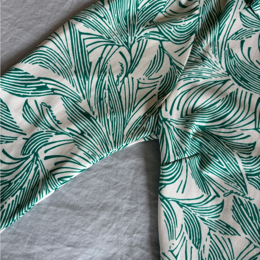 Guess Teal Leaf Print Long Sleeve Dress - Picture 6 of 11